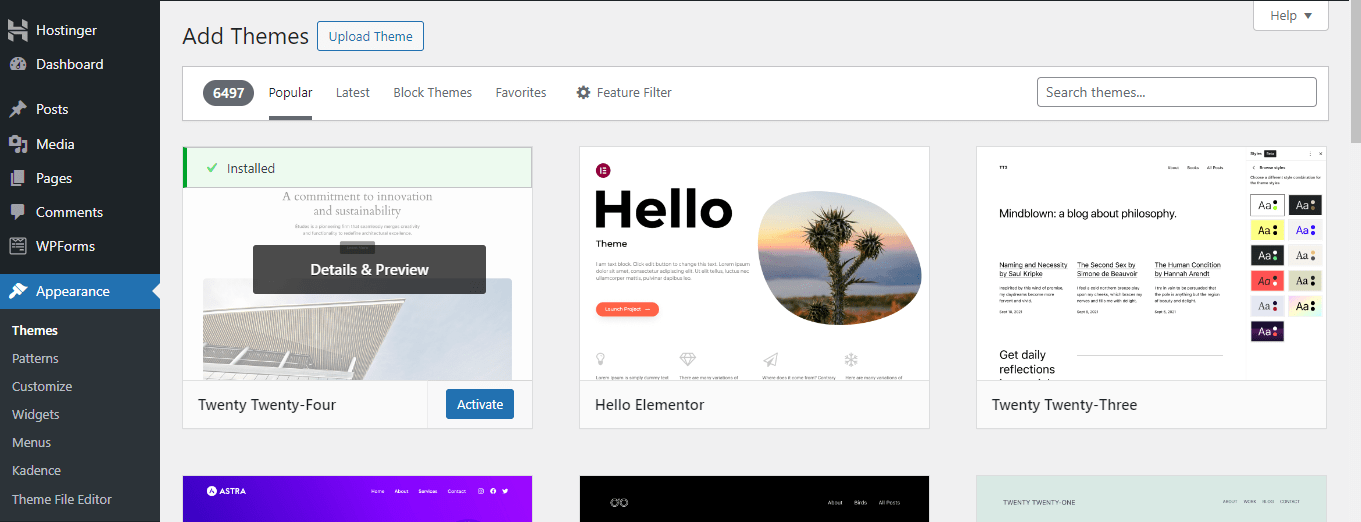 how to install a theme in WordPress